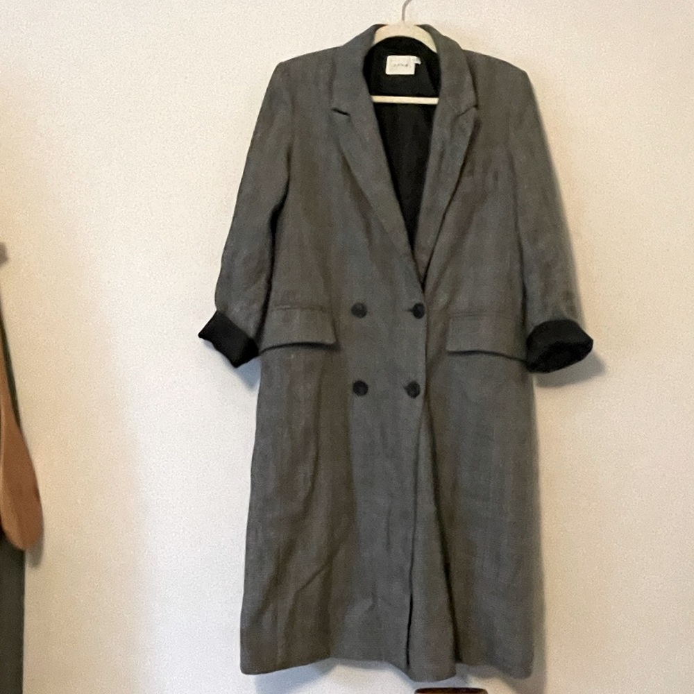 Wool blend coat gray houndstooth checkered